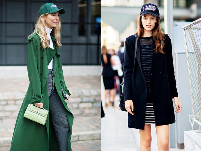 大衣配棒球帽