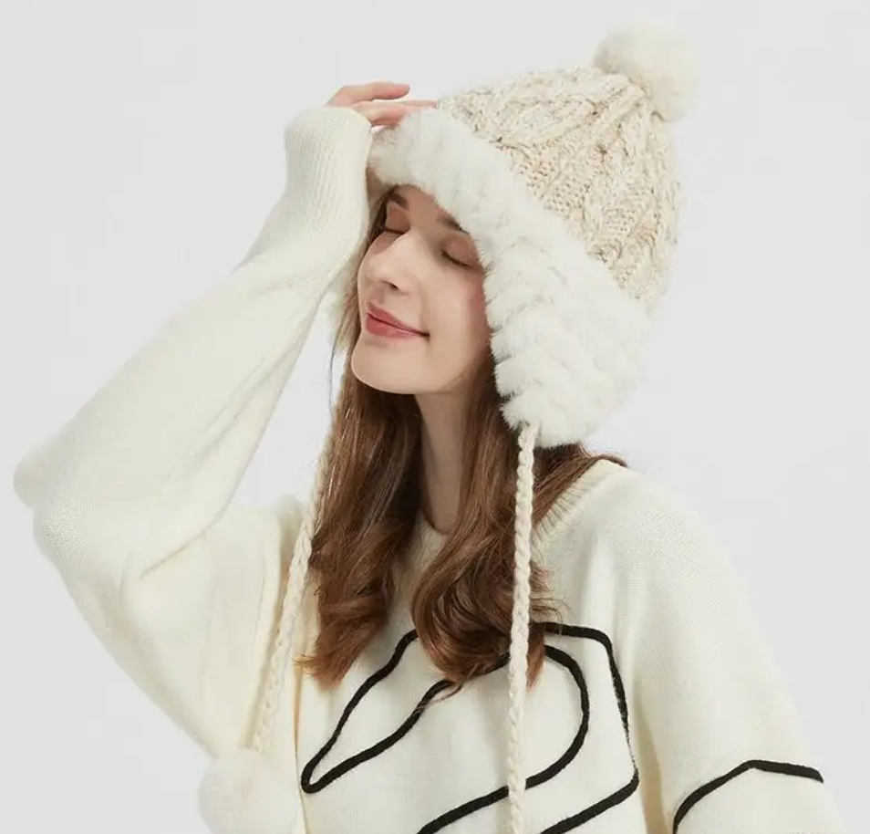 白色毛线帽子图片