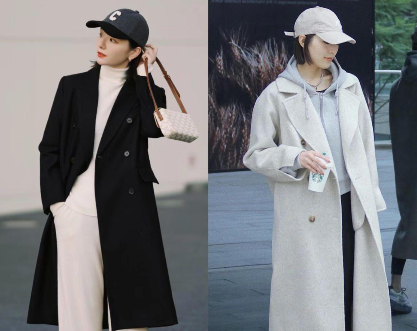 穿大衣戴棒球帽图片